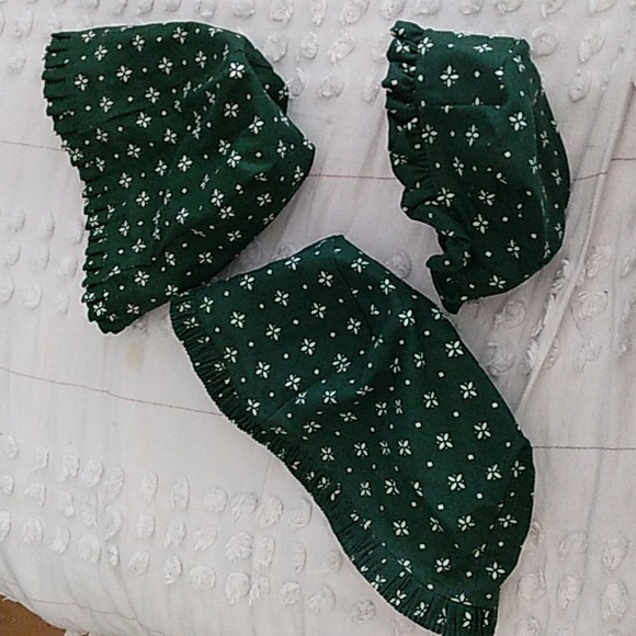 Green & white Fabric Baskets liner Set by Longaberger - Picture 2 of 2